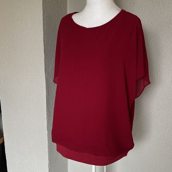 Red Neineiwu Short Sleeved Blouse Size Large - Picture 3 of 9